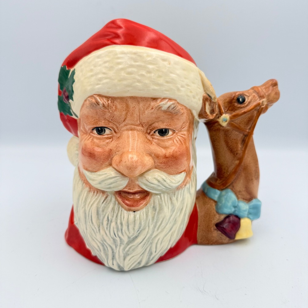 Royal Doulton Santa Claus Reindeer Handle Character Jug D.6675 Vintage 1982